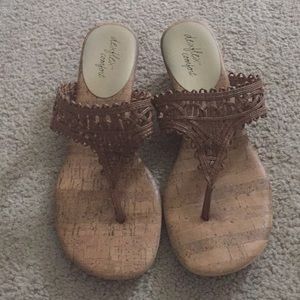 Cute crochet like wedge sandals